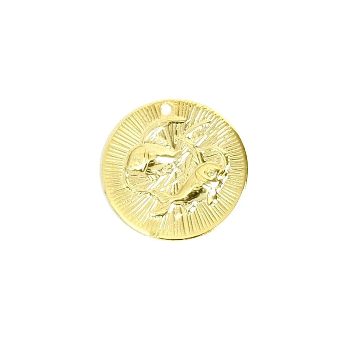 2 pendentifs signe astrologique Poisson en laiton Doré à l'or fin 24K