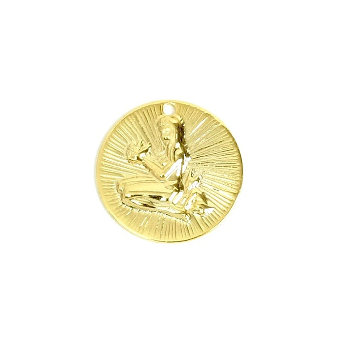 2 pendentifs signe astrologique Vierge en laiton Doré à l&#39;or fin 24K