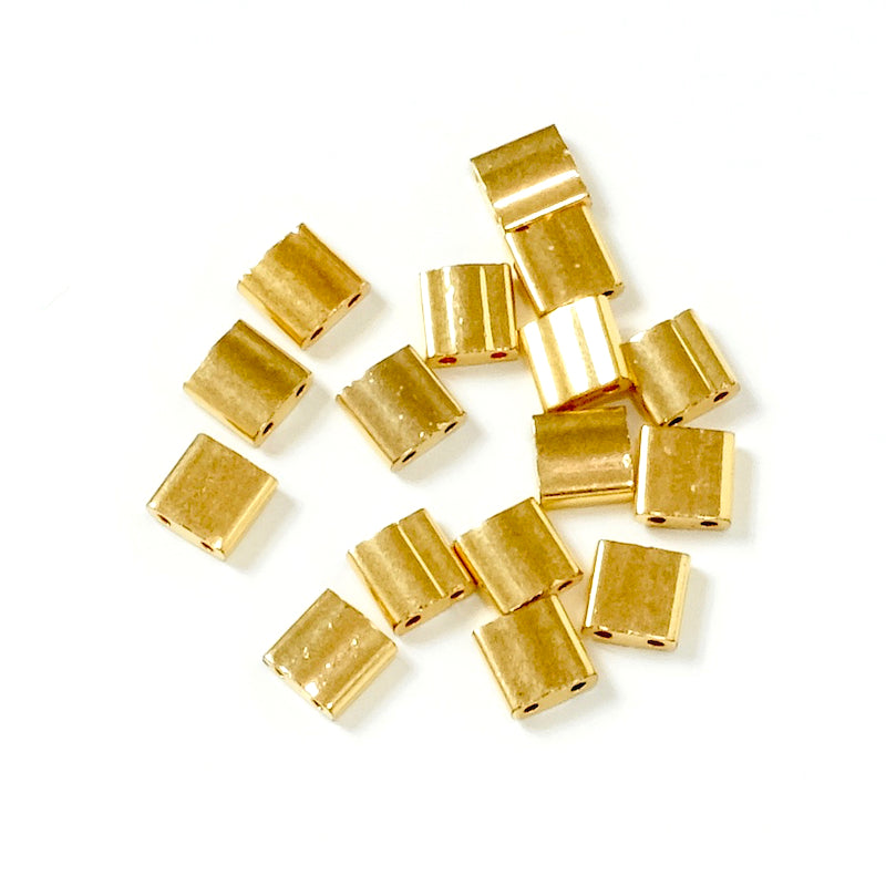 5 grammes de perles Miyuki Tila Beads TL-0191 24KT Gold Plated