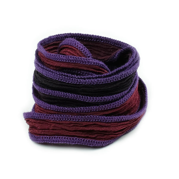 Collier Ruban En Soie Teint à La Main - 85 X 2.5 Cm - Bleu Rose Orange - Fait Main