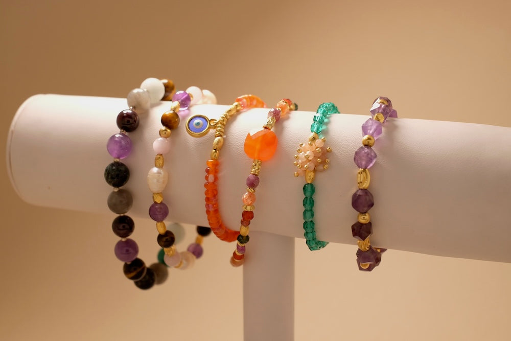 Bracelet élastique en perles naturelles