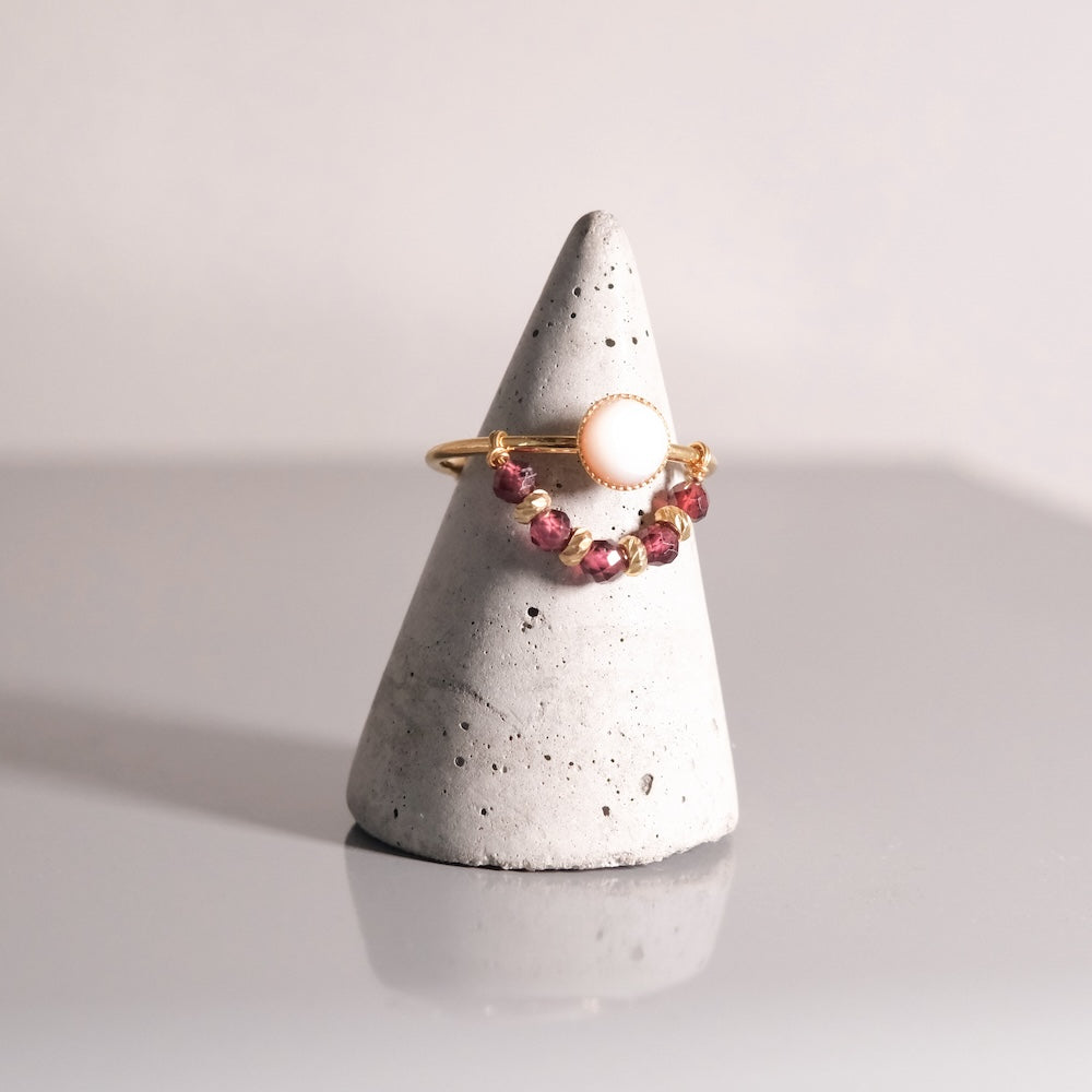 Bague nacre & grenat