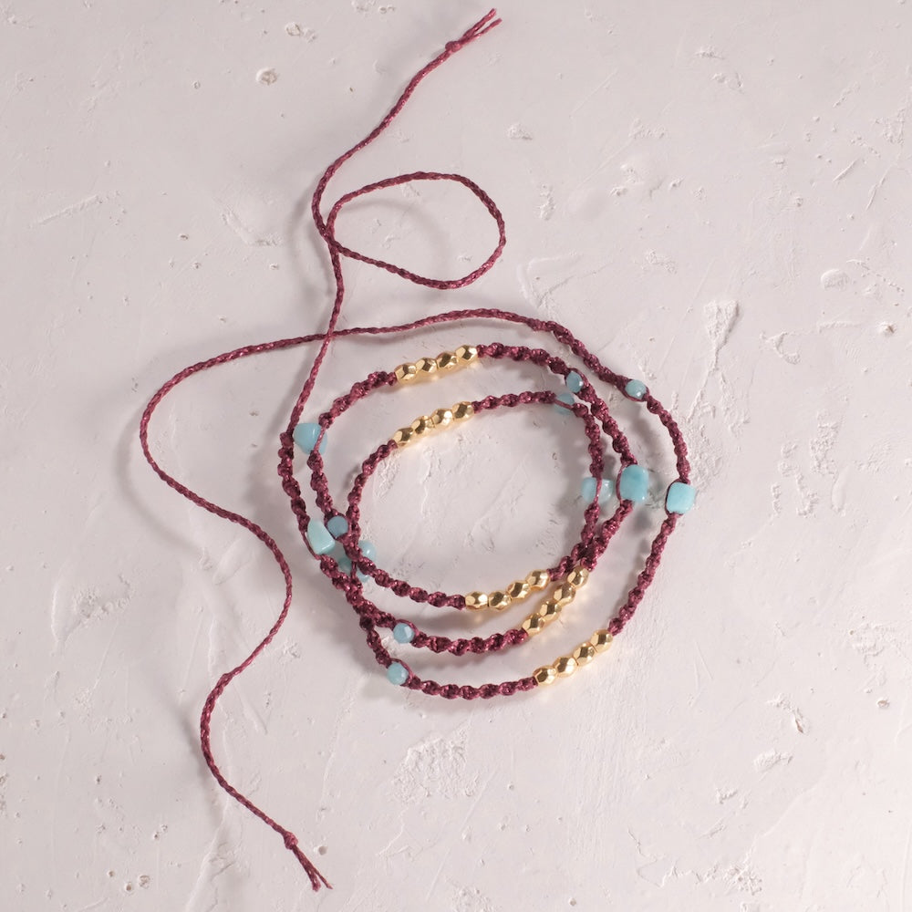 Cordon spiralé — Amazonite & touches dorées