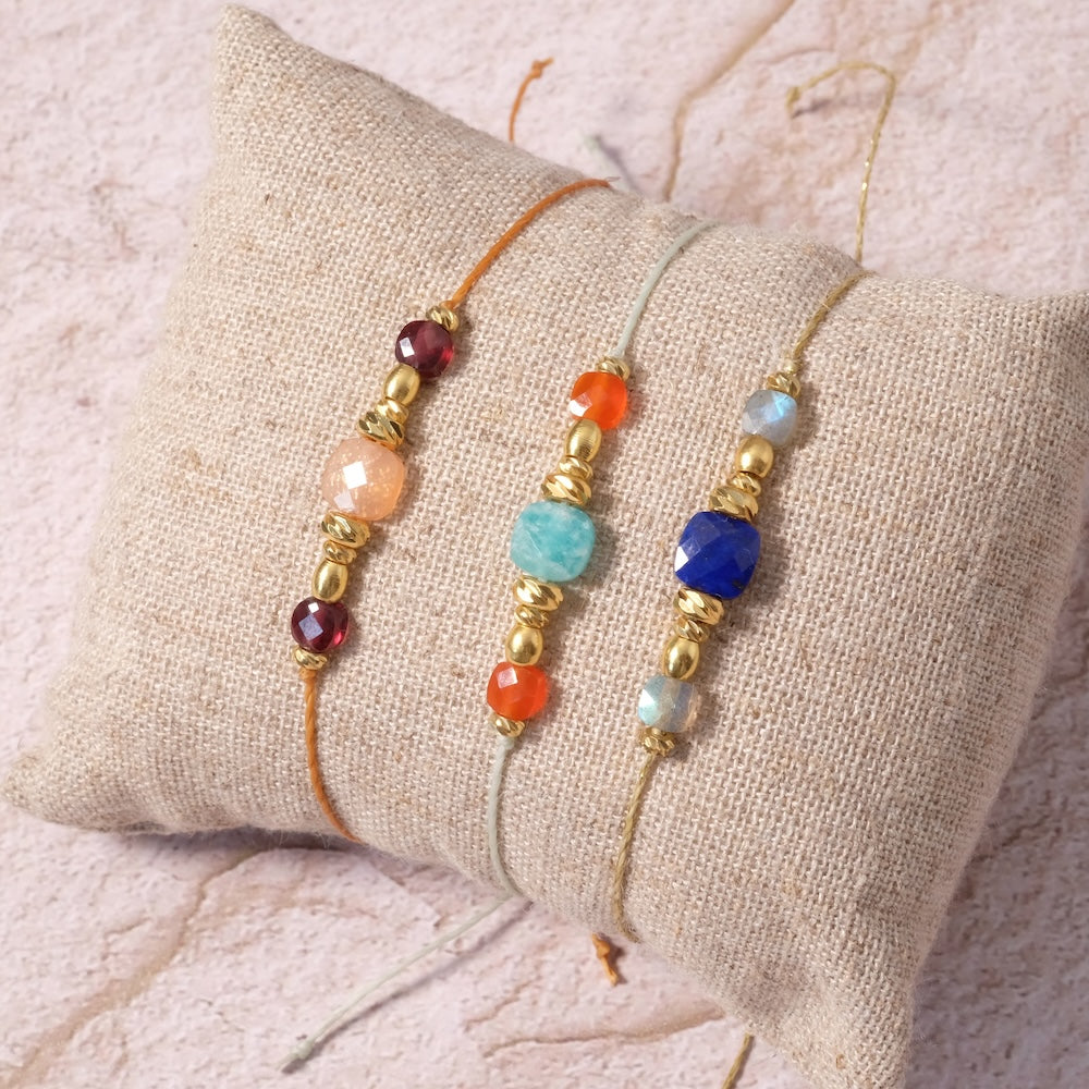 Bracelet Noeud Coulissant en Pierres Naturelles