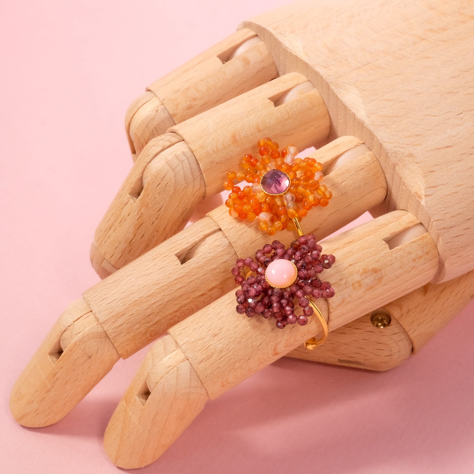 Bagues fleurs en perles