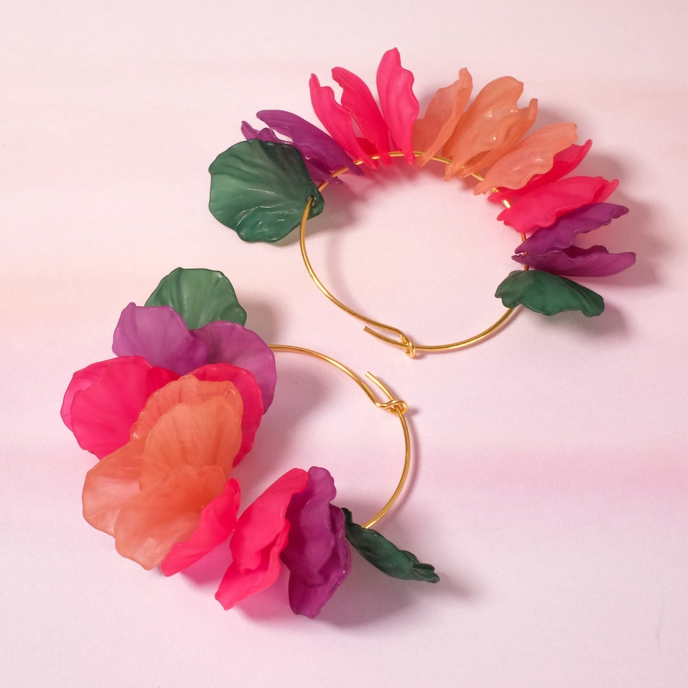 Boucles créoles Pétales colorés