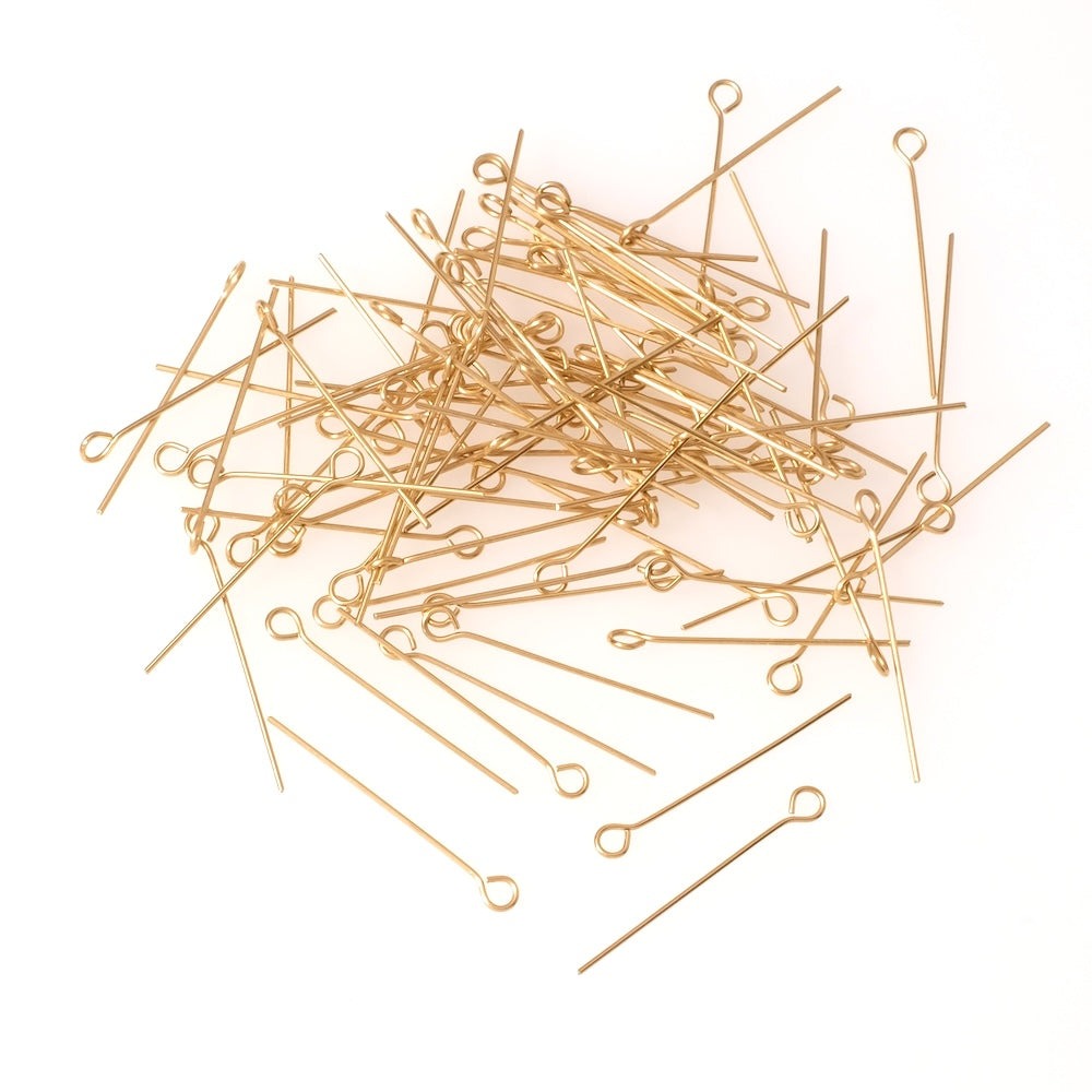 100 clous à oeil en acier inoxydable 304 doré 18K