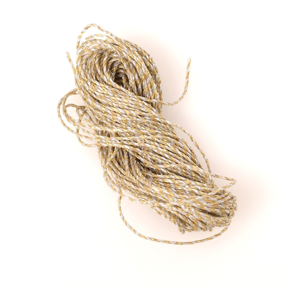 10 Mètres de fil ciré Linhasita 1mm pour micro macramé - Mix Doré argenté