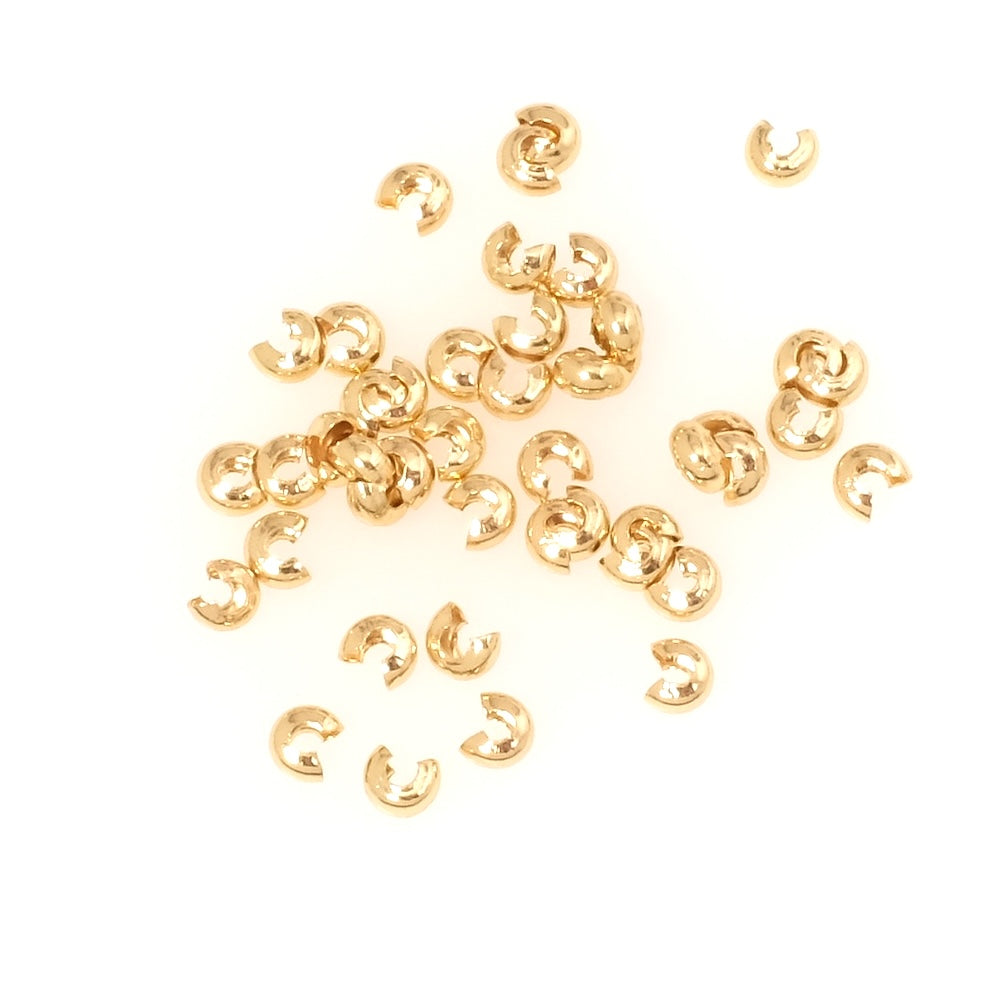 10 caches perles à écraser / noeuds en acier inoxydable 304 doré 18K