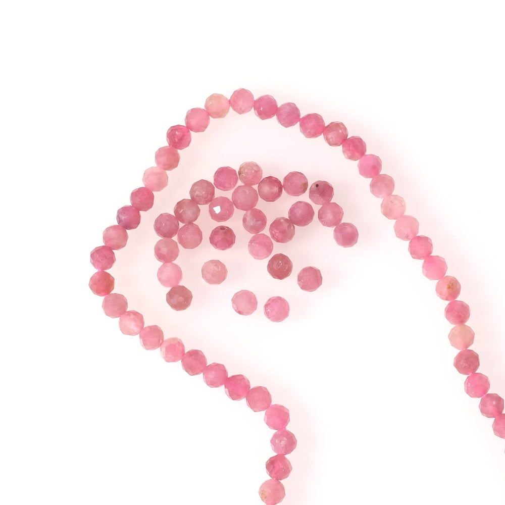 10 perles en pierres naturelles facettées 4mm en Tourmaline rose