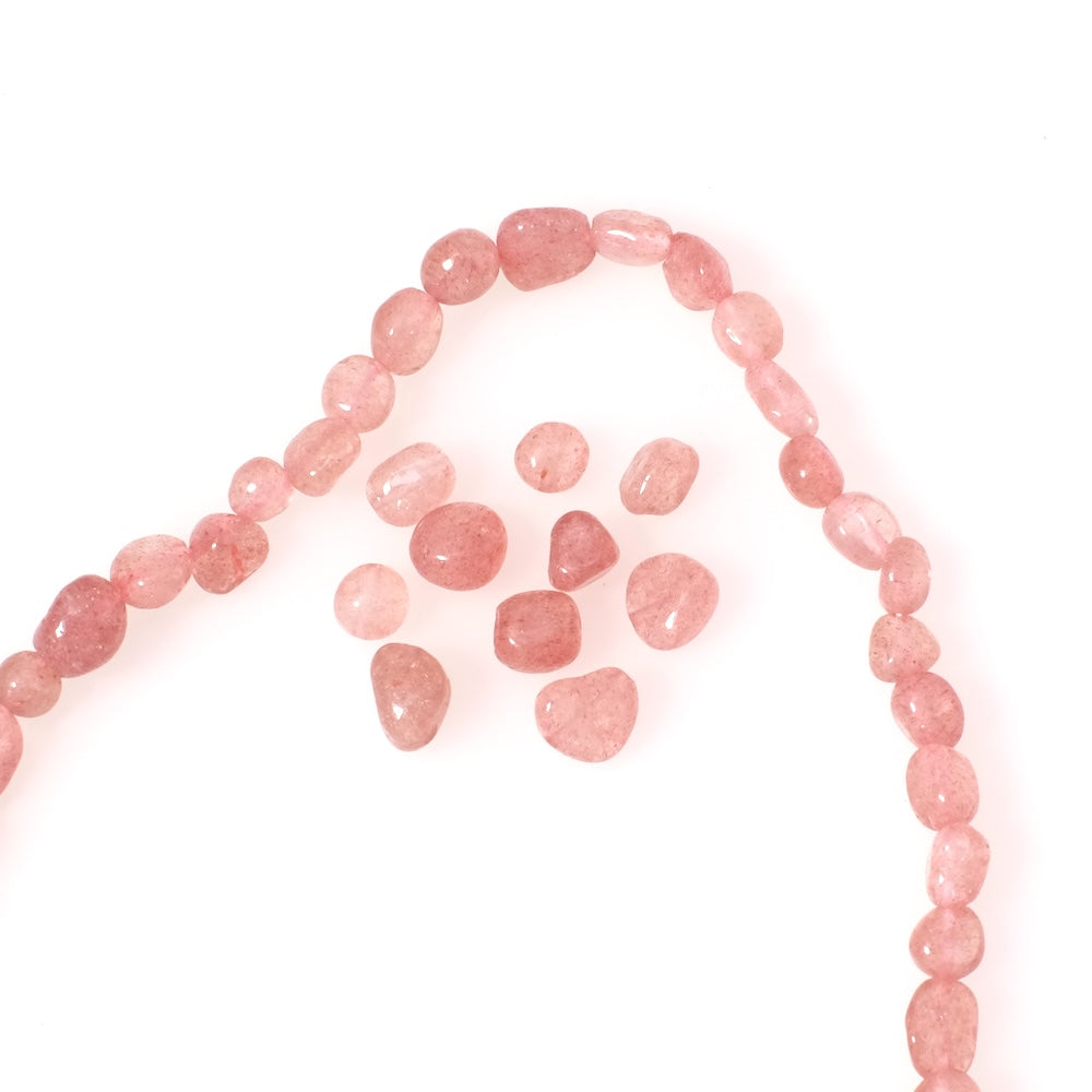 perles naturelles irrégulières en Quartz fraise