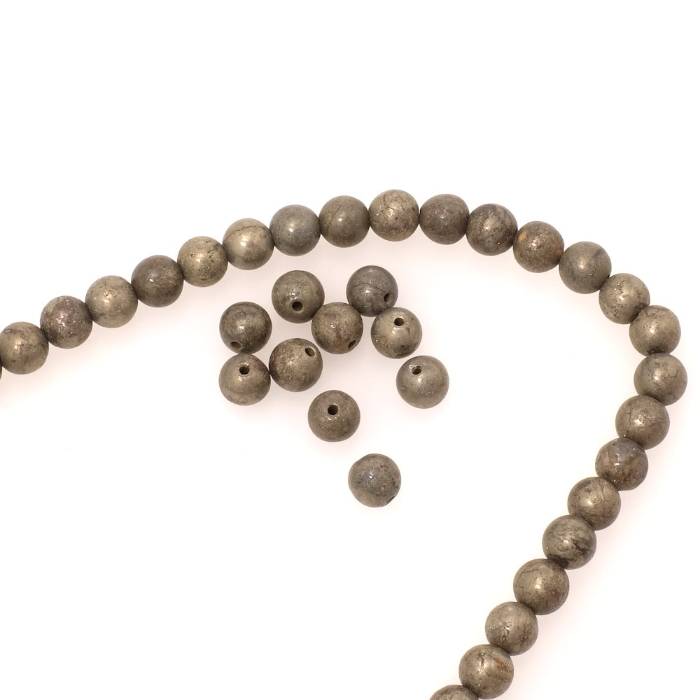 10 perles naturelles ronde 6,5mm en Pyrite