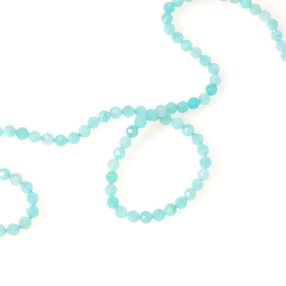 10 perles naturelles rondes facettées 4mm en Amazonite