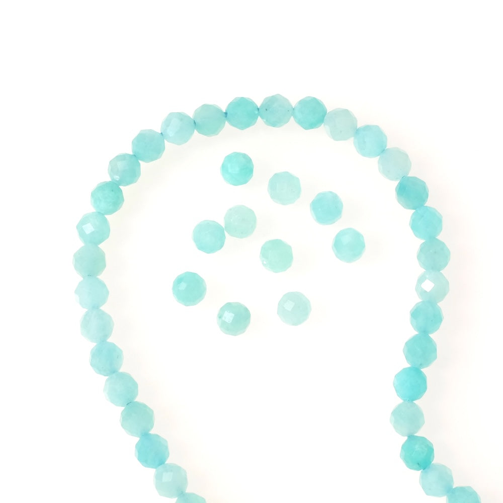 10 perles naturelles rondes facettées 4mm en Amazonite