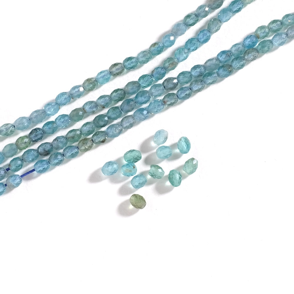 10 perles ovales facettées 5 × 4 mm — apatite bleue