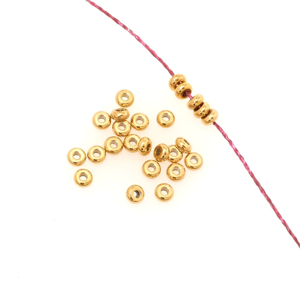 10 perles rondelle donuts 4x2mm en acier inoxydable 304 Doré 18K