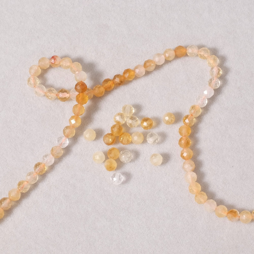 10 perles rondes facettées 4mm en Pierre naturelle Citrine