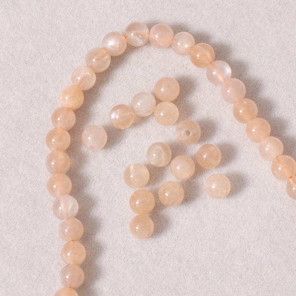 15 perles naturelles rondes 4,5mm en Pierre de Lune Feldspath Pêche
