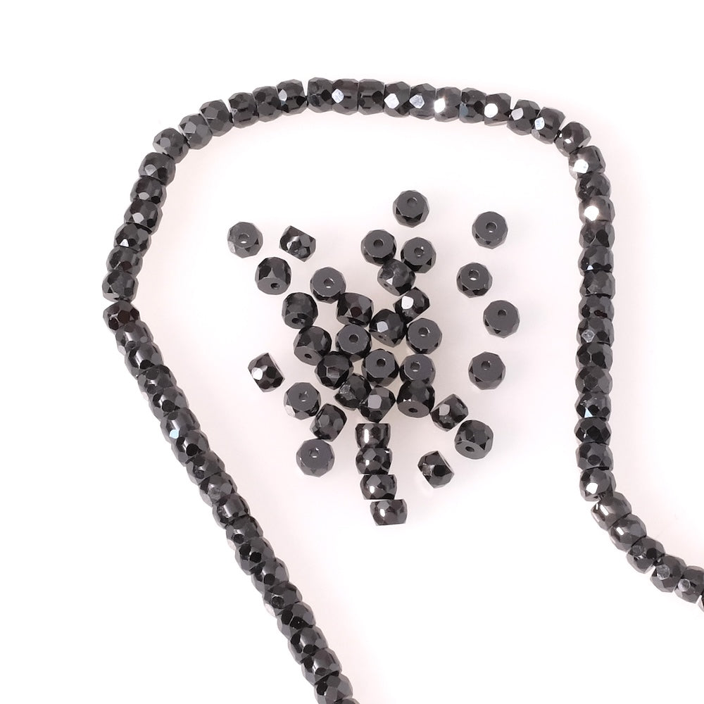 20 perles donuts facettée 3mm en Oxyde de Zirconium ou Zircone cubique noir