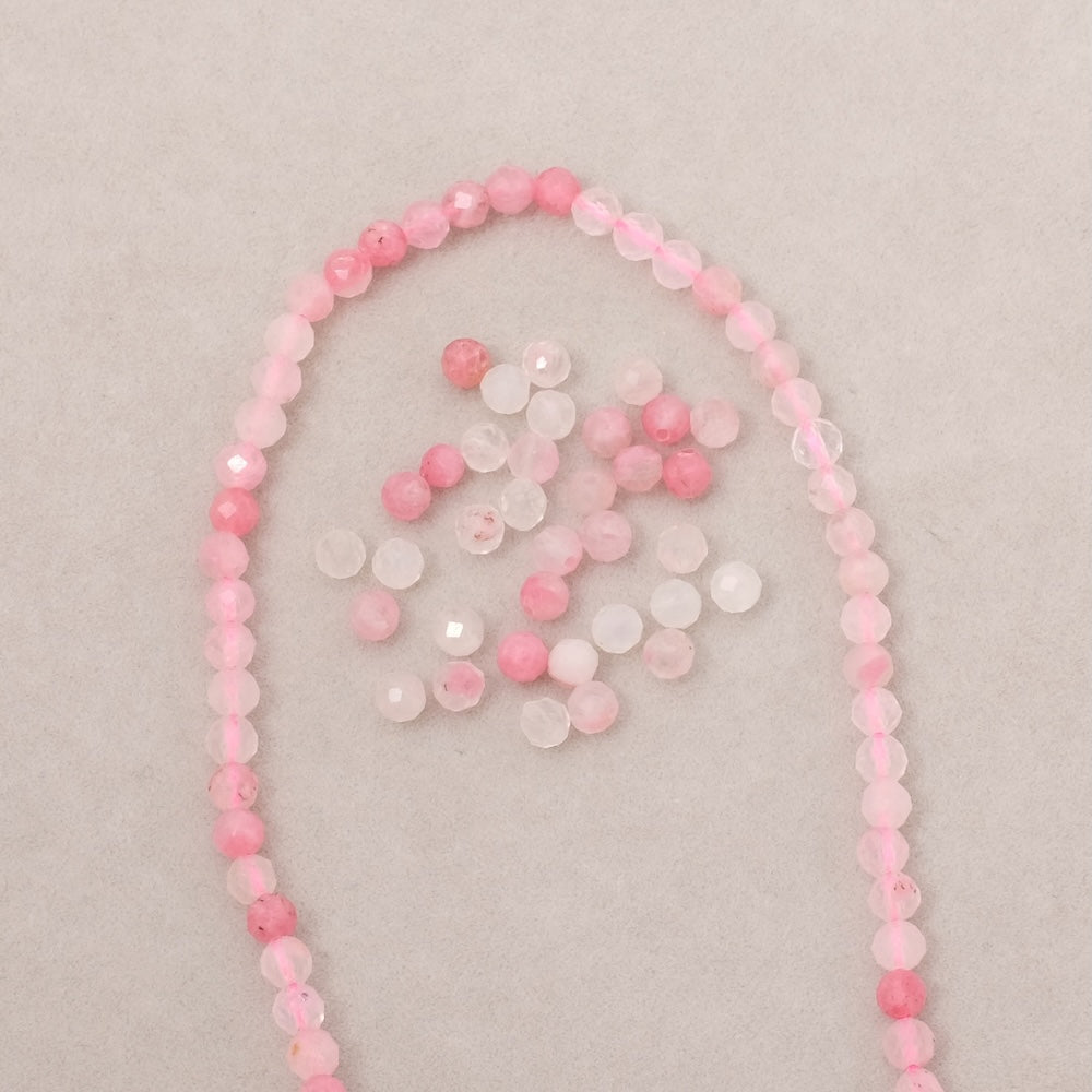 20 perles en pierre naturelle ronde facettée 3mm en Rhodonite semi transparente