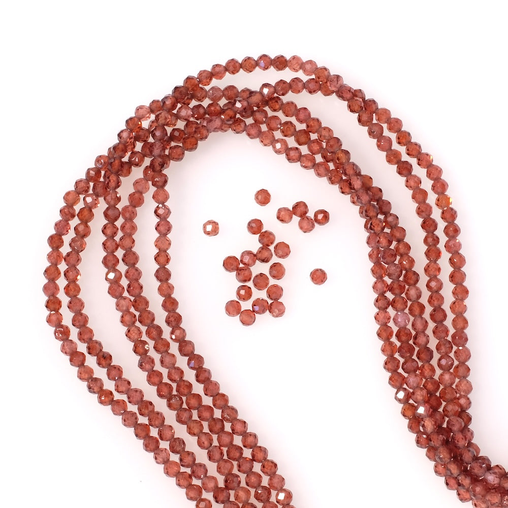 20 perles naturelles facettées 3mm en Grenat Hessonite