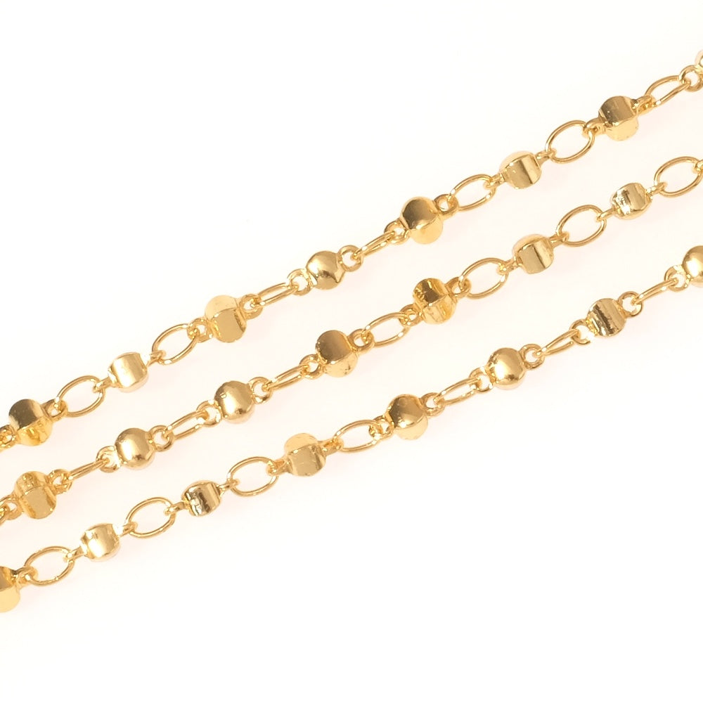 20cm de chaine petites Pépites en laiton doré à l'or fin 24K Prémium