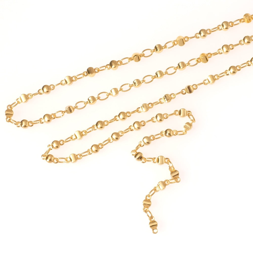 20cm de chaine petites Pépites en laiton doré à l'or fin 24K Prémium