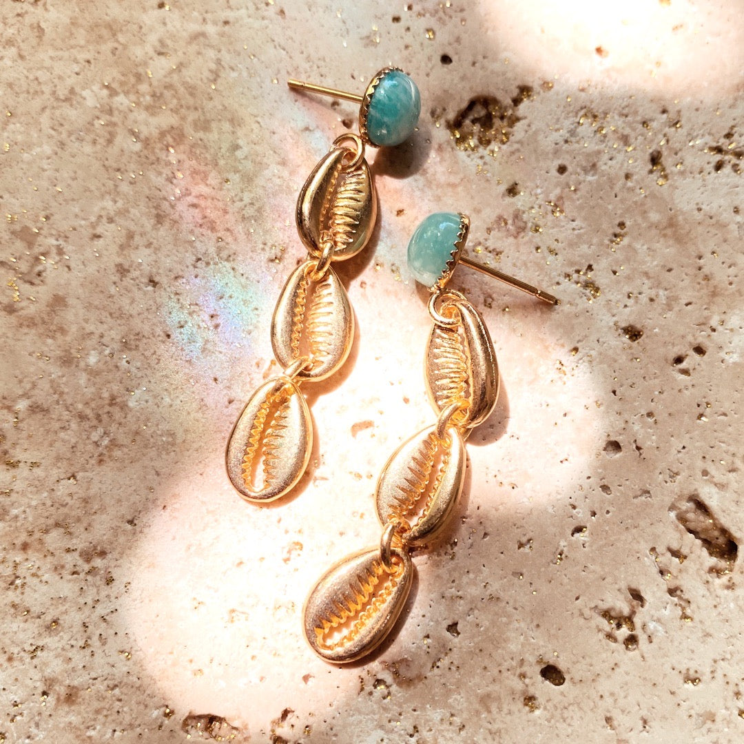 Exemple de création : Boucles Cauris – tuto Perles Corner