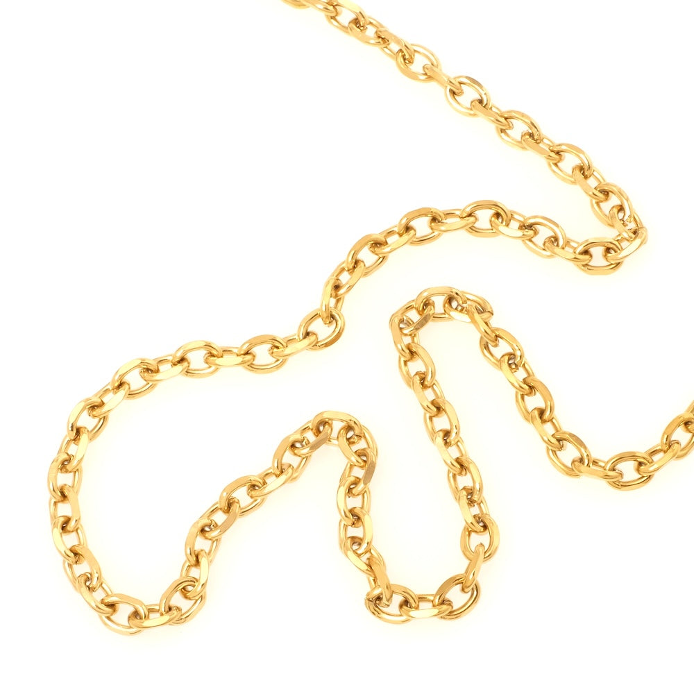 25cm de chaîne maillon ovale facetté en acier inoxydable 304 doré