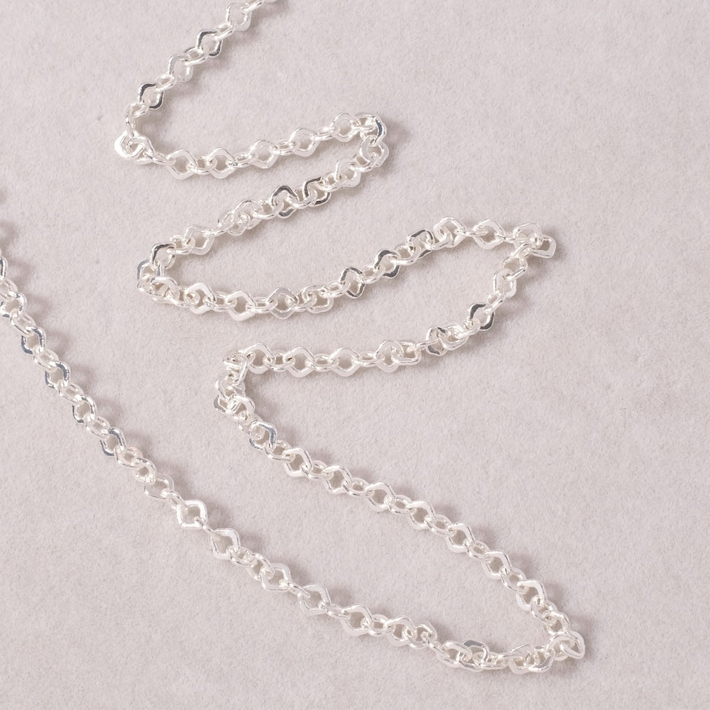 25cm de chaine maillons Losanges en laiton Argenté 925 Premium