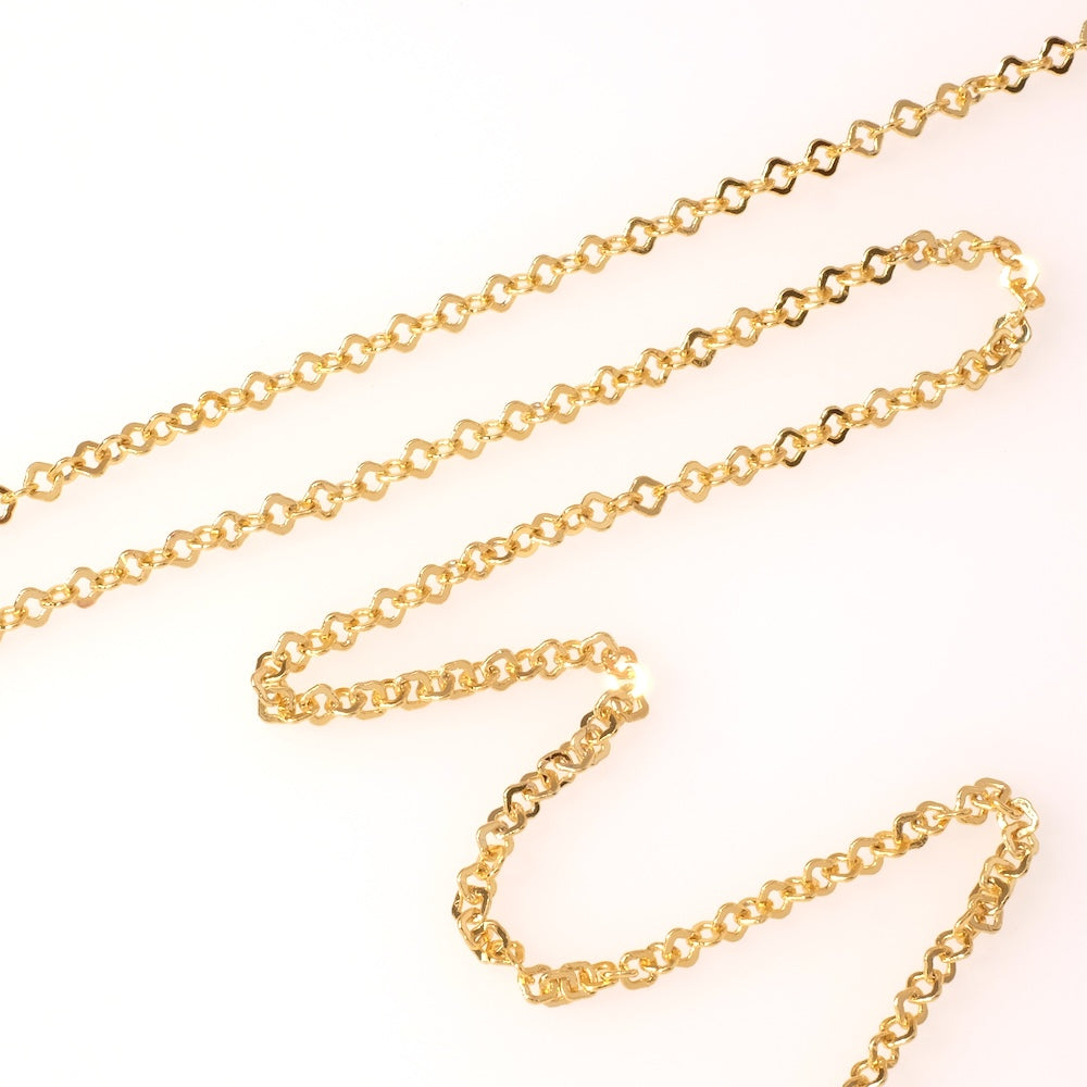 25cm de chaine maillons Losanges en laiton doré à l'or fin 24K Premium
