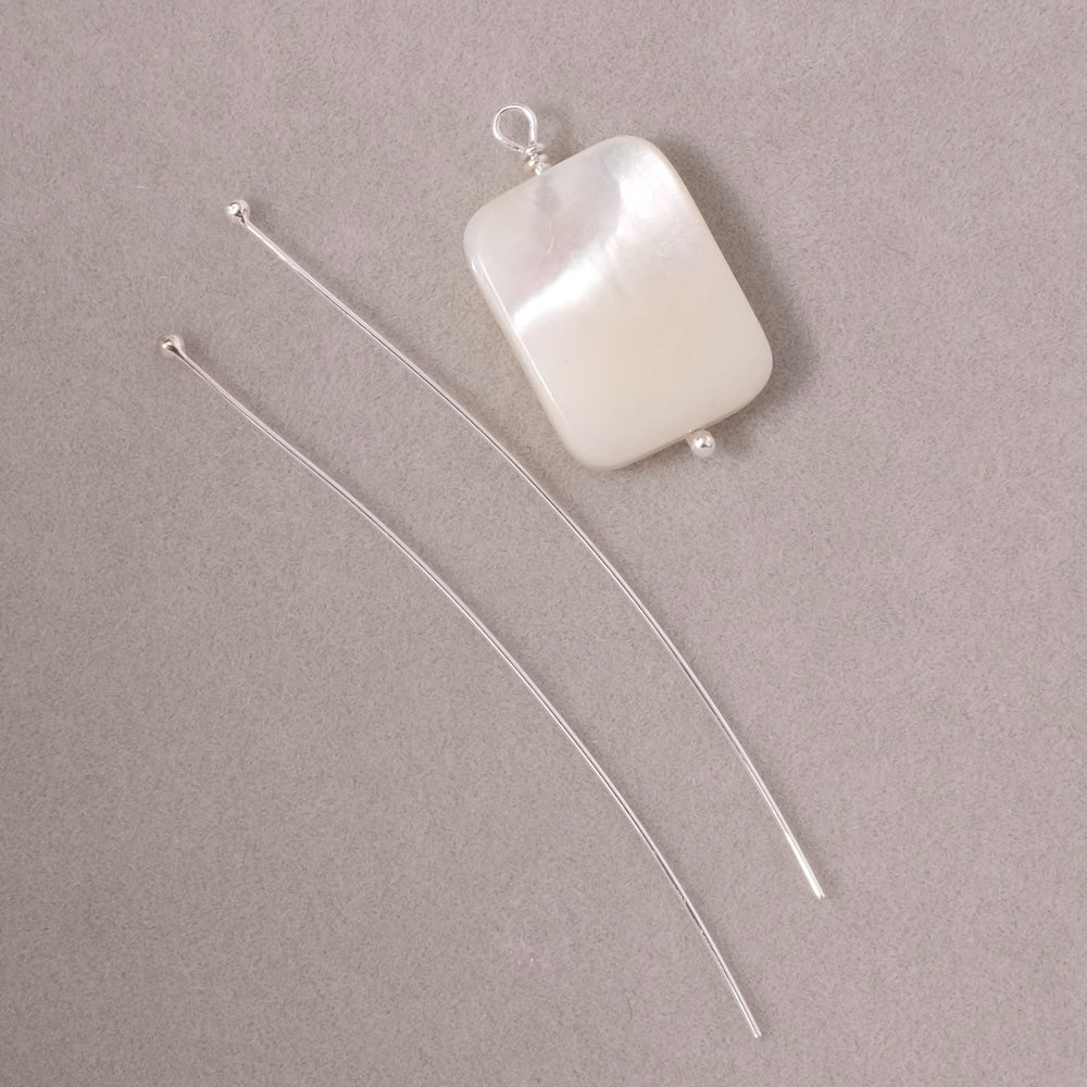 2 Clous à perles 50mm avec tête boule en Argent 925