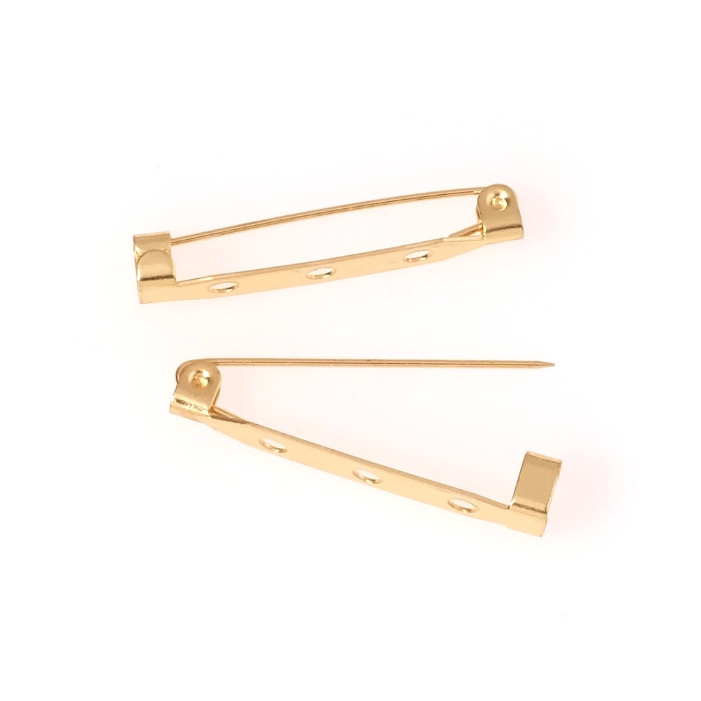 2 Epingles broche à customiser 32mm en acier inoxydable 304 doré