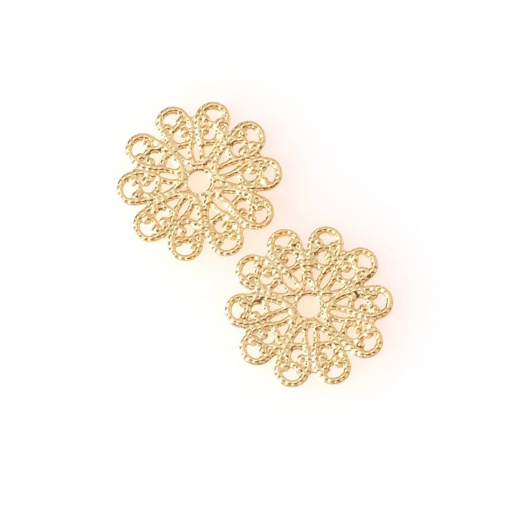 2 Estampes dentelées en laiton Doré à l'or fin 24K Premium