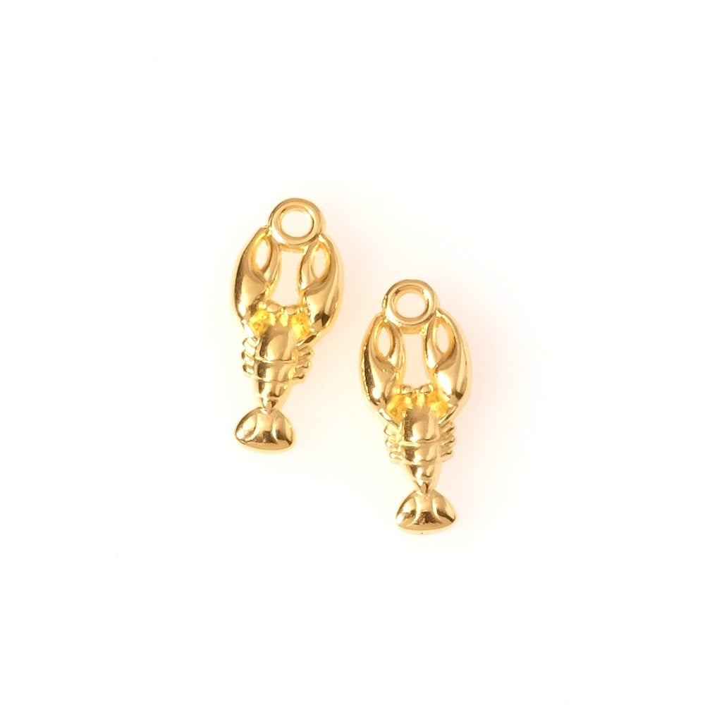 2 Pendentifs Homard en Zamak doré Or 24K