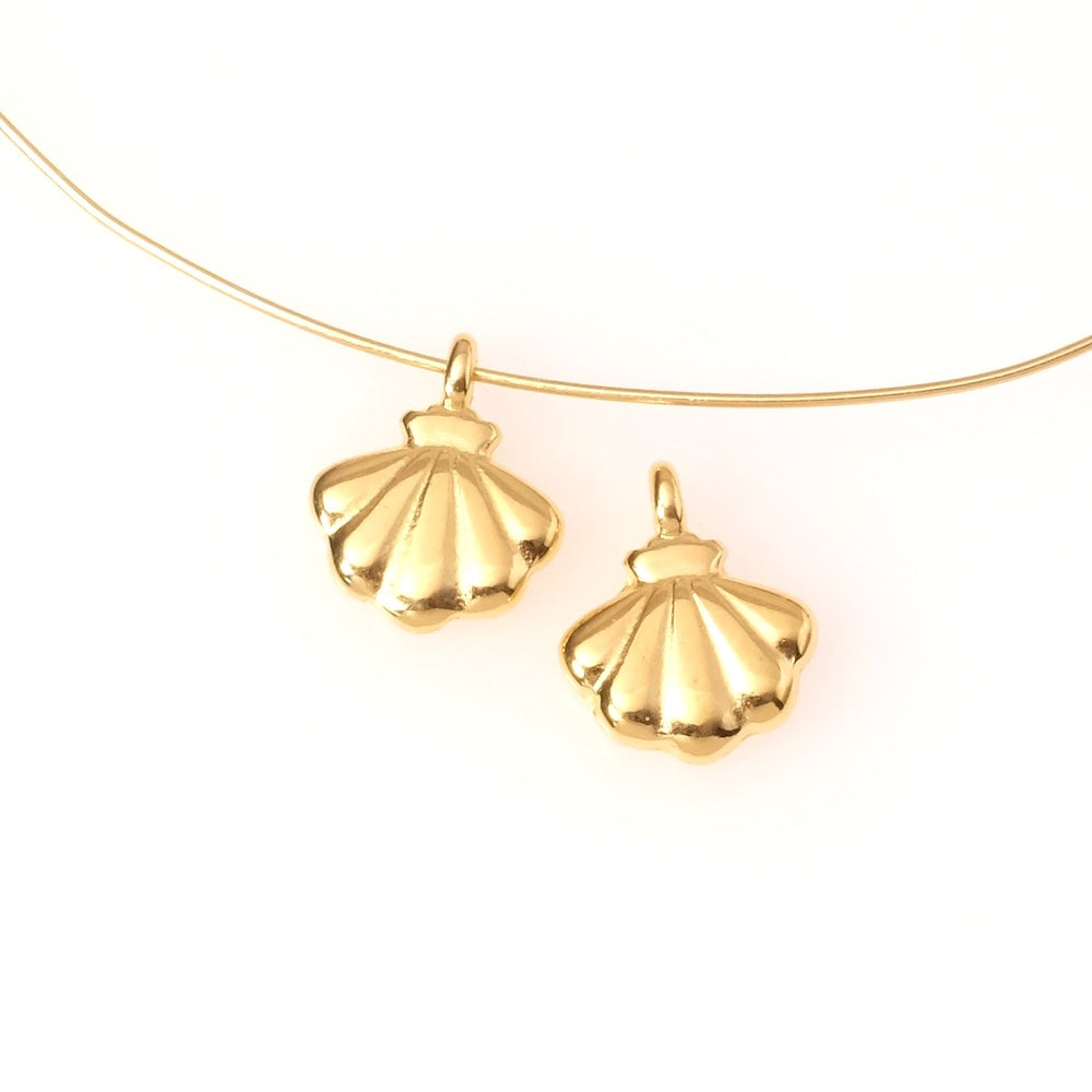 2 Pendentifs coquillage en Zamak doré Or 24K