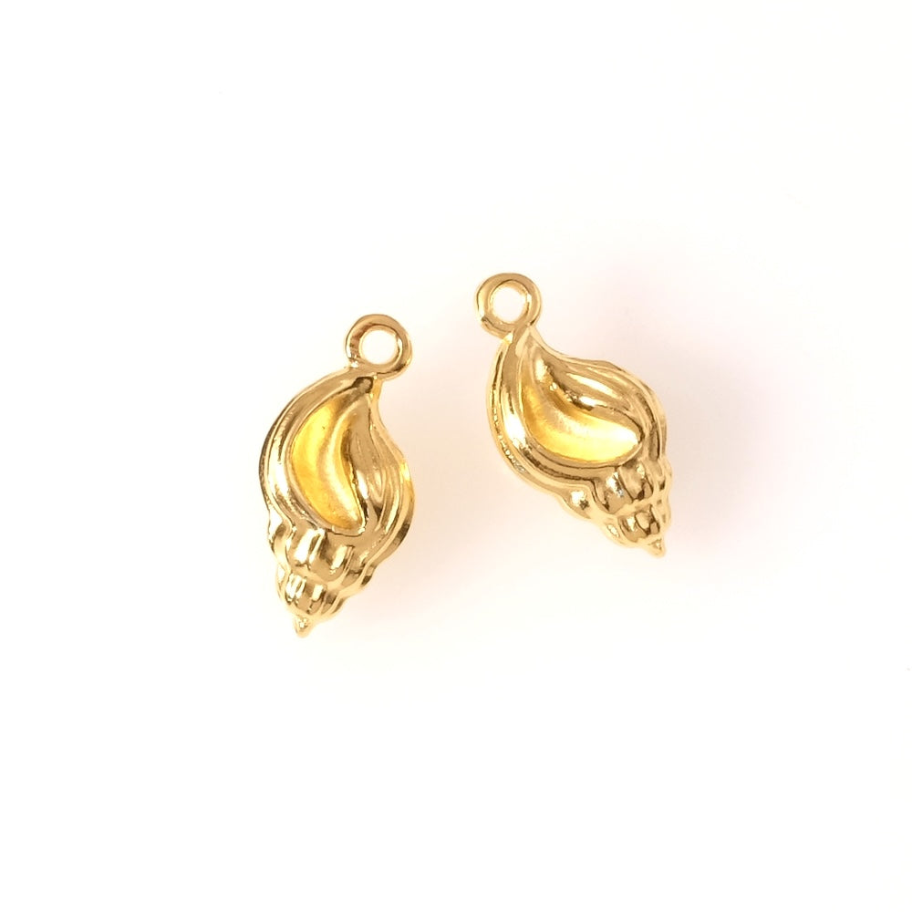2 Pendentifs coquillage en Zamak doré Or 24K
