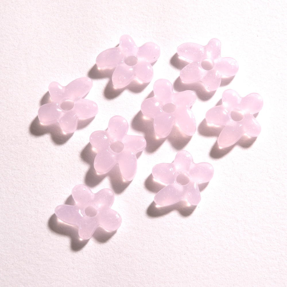 Pendentif fleur asymétrique — verre rose