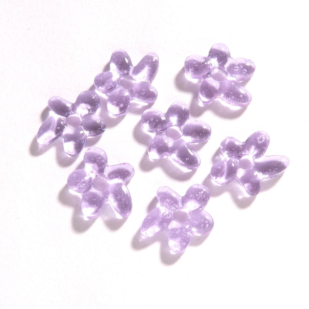 2 Pendentifs fleur asymétrique — verre violet