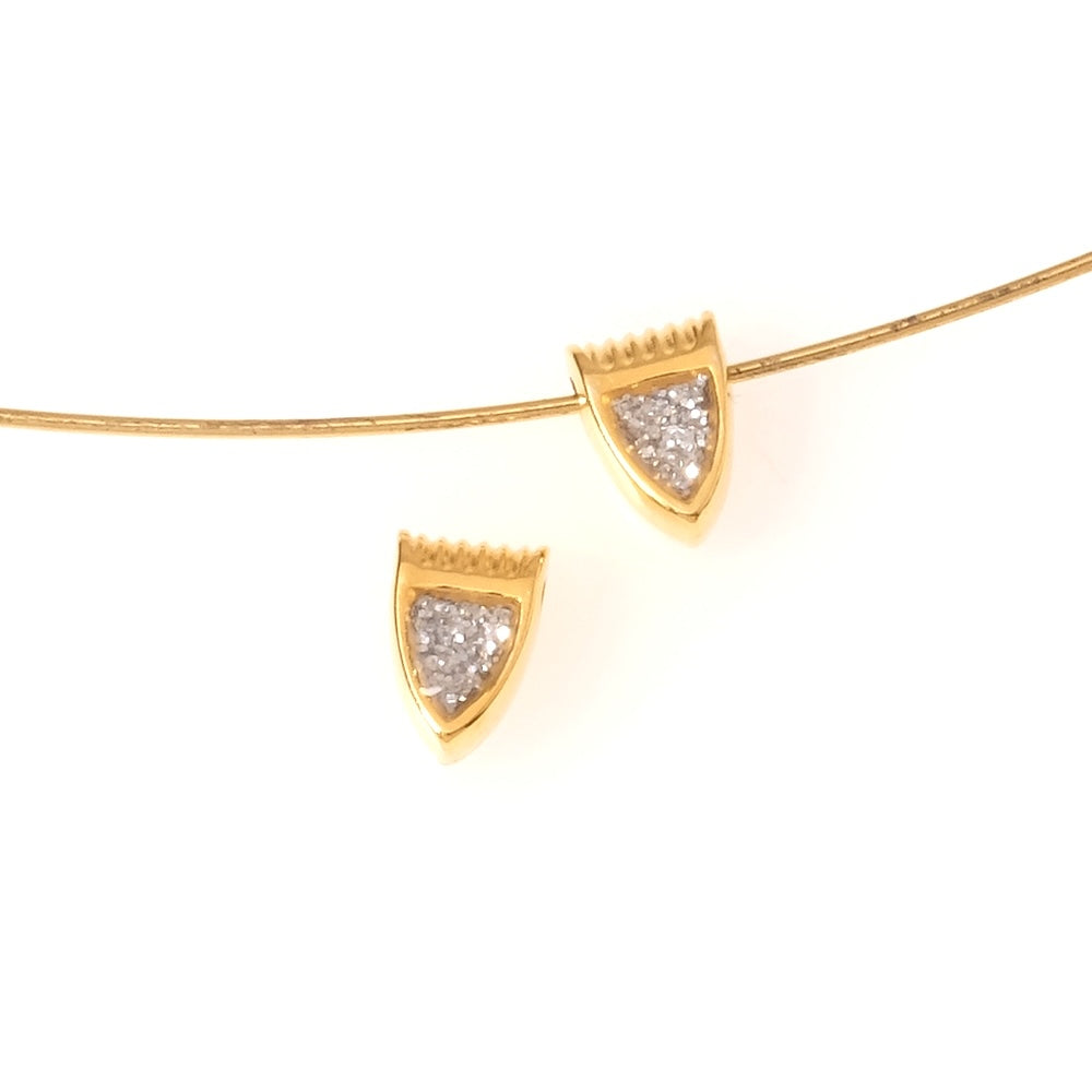 2 Pendentifs triangle émaillé pailleté argenté en Zamak doré 24K