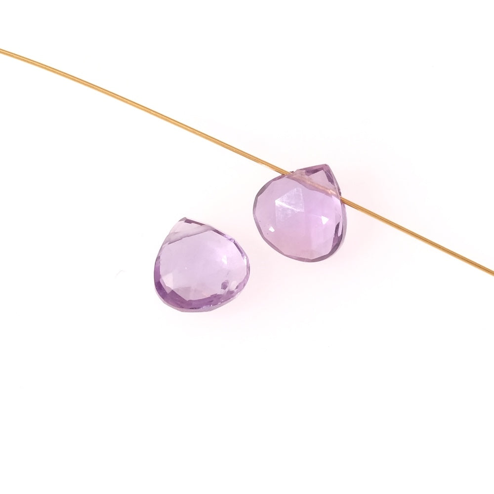 2 Perles coeur goutte facettée 7mm en pierre naturelle Améthyste