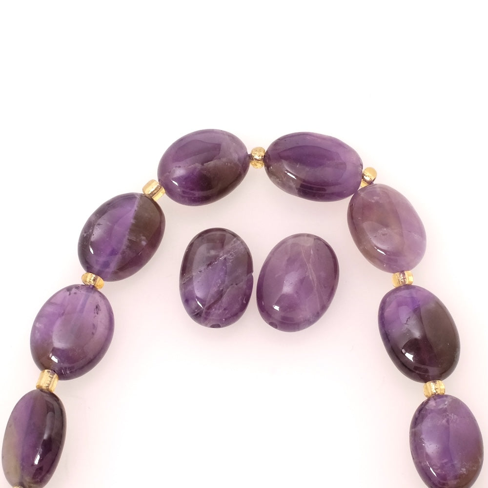 2 Perles naturelle ovale 14x10mm en pierre naturelle Améthyste