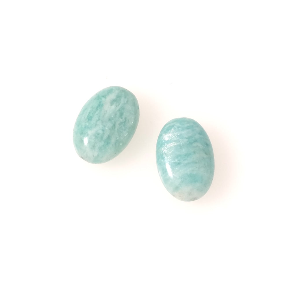 2 Perles naturelles ovales 15 x 10mm en Amazonite
