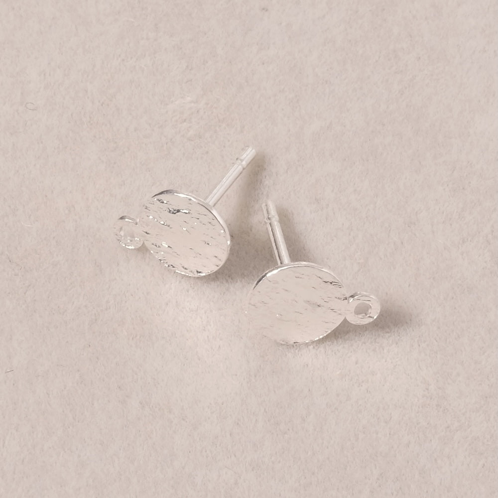 2 boucles d'oreilles clous texture Ardoise en laiton Argenté 925 Premium