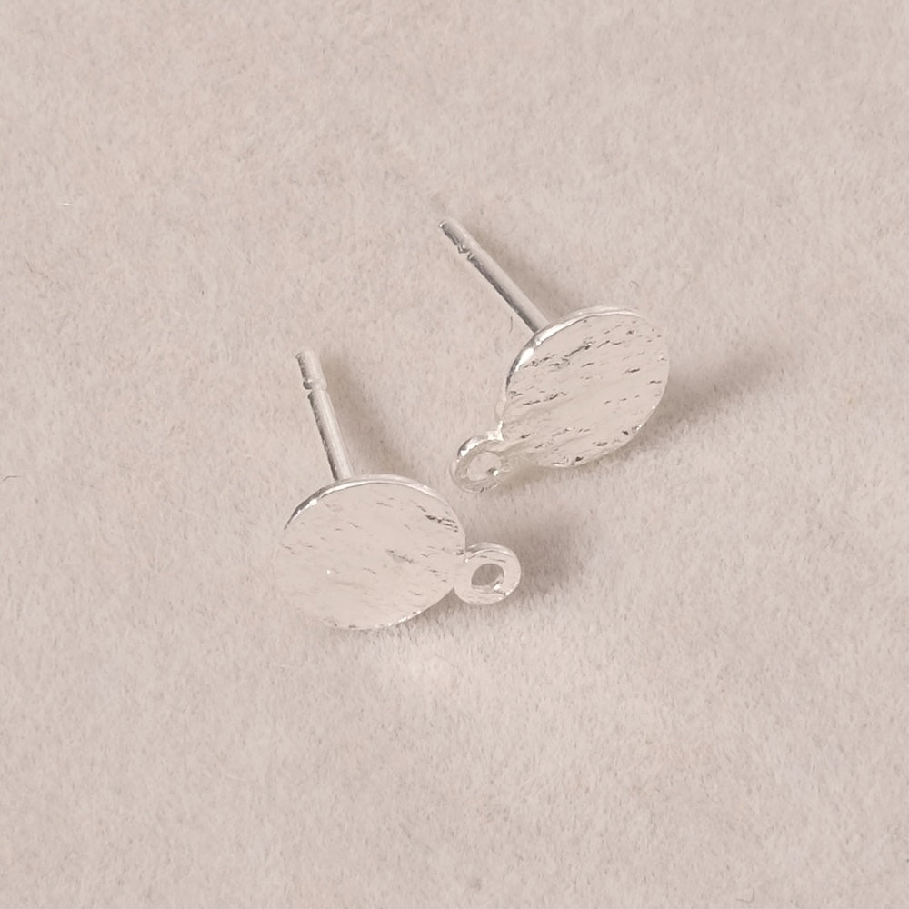 2 boucles d'oreilles clous texture Ardoise en laiton Argenté 925 Premium