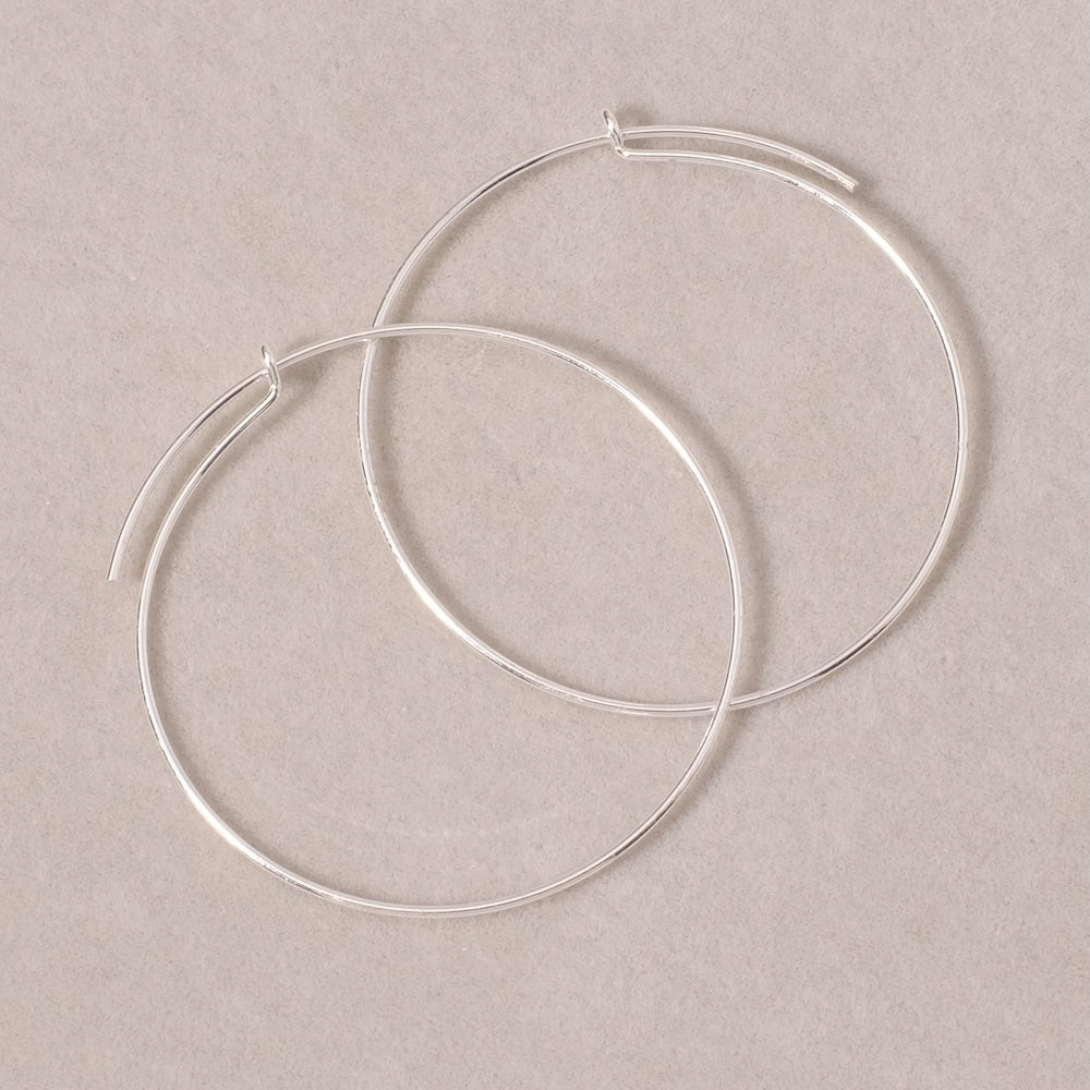 2 boucles d'oreilles créoles 45mm en laiton Argenté 925 Premium