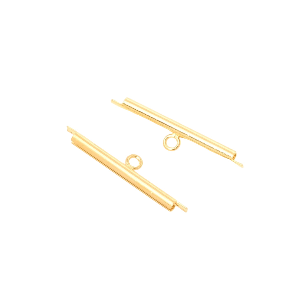 2 embouts tubes Miyuki pour tissage de perles 25mm en métal doré