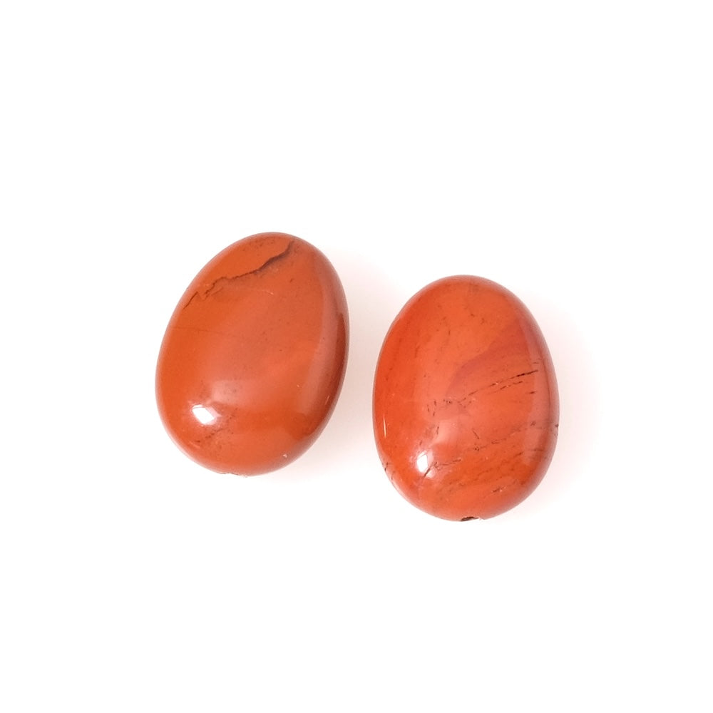 2 perles naturelles ovales 13 x 18mm en Jaspe rouge