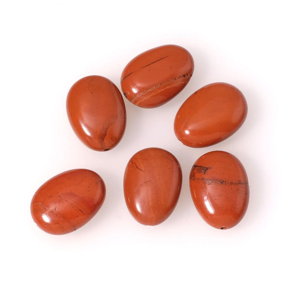 2 perles naturelles ovales 13 x 18mm en Jaspe rouge