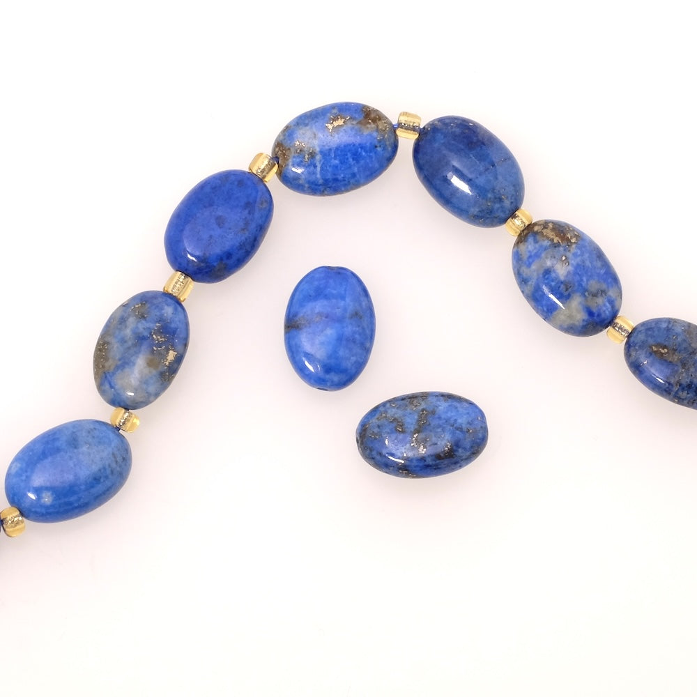 2 perles naturelles ovales 14x10mm en Lapis Lazuli